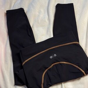 Lululemon Black Leggings with Gold Stitching